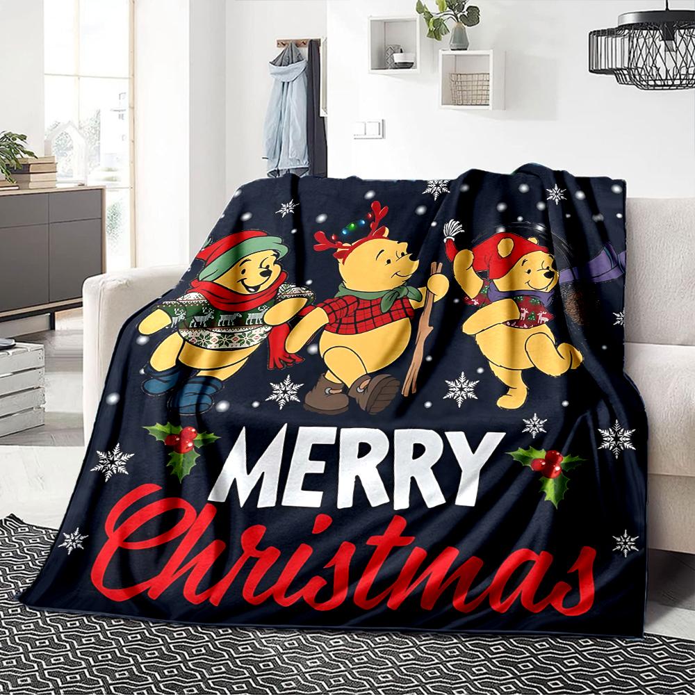 Christmas Winnie Pooh Friends Blanket Soft Throw Blanket For Home Bedroom Bed Sofa Travel Office Solid Christmas Blanket