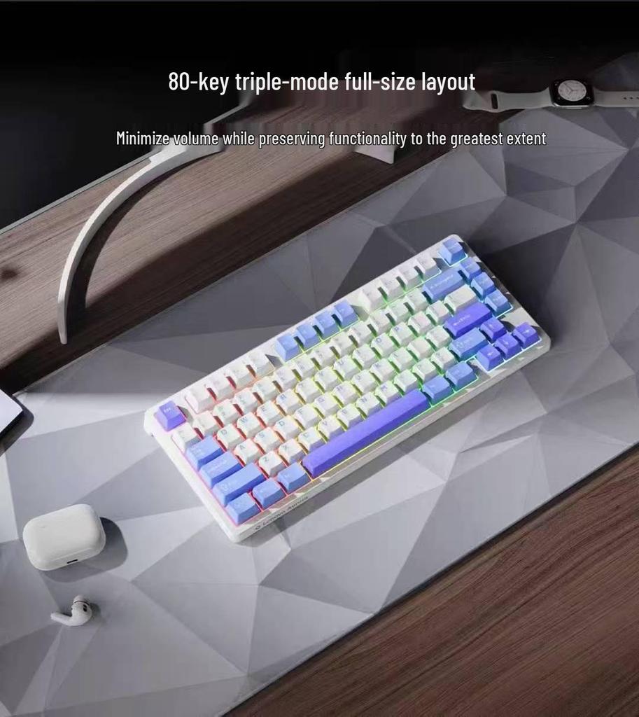 Aurora GK10 Two-Tone 98-Key Mechanical Hot-Swappable Backlit Esports Keyboard (Three-Mode, Wired/Wireless, Rechargeable)