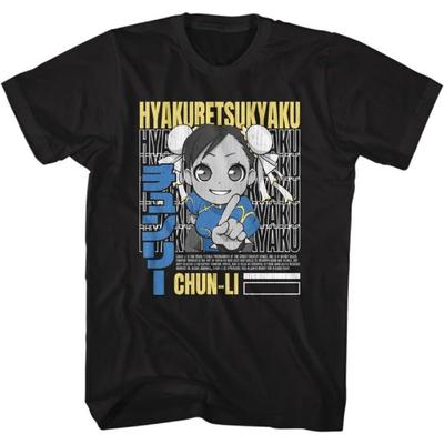 Street Fighter Video Games Hyakuretsukyaku Chibi Chun Li Adult Short Sleeve T-Shirts Graphic Tees