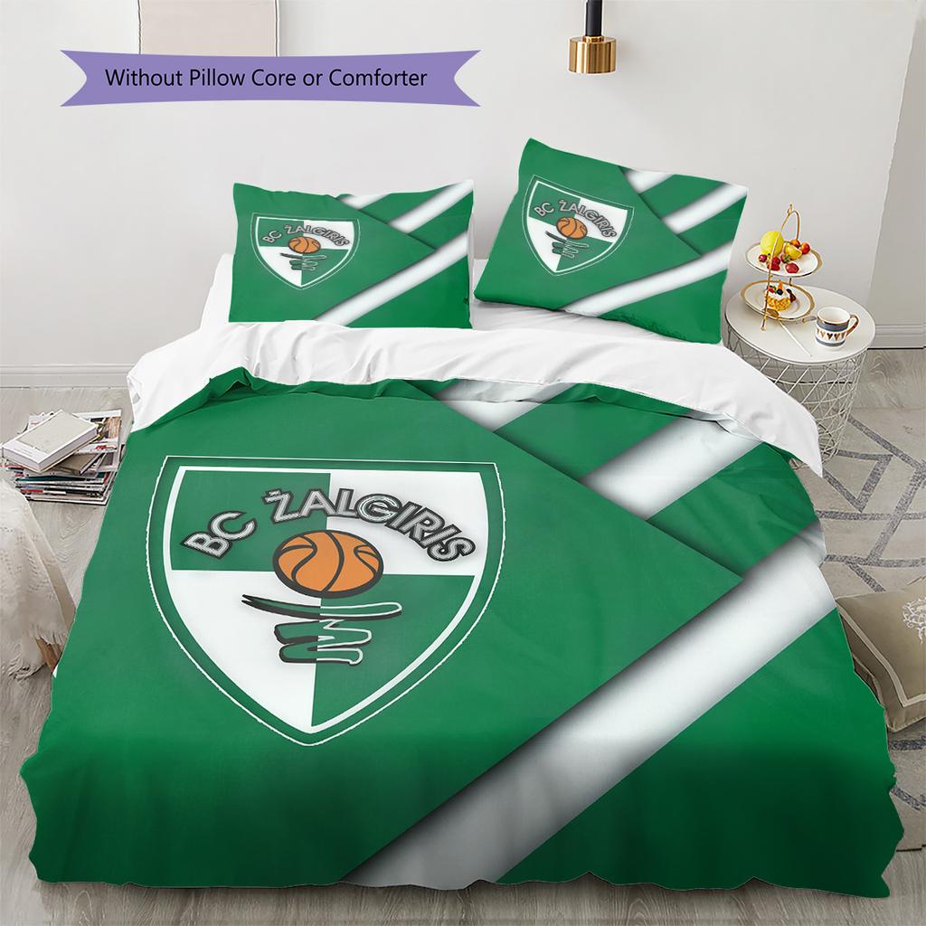 Žalgiris Kaunas Pattern Bedding Quilt Set Home Decoration Gift (1 * duvet cover + 2 * pillowcase without core)