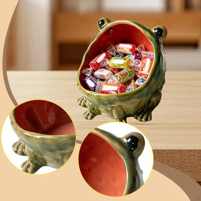 Ceramic Frog Candy Jar Sculpture Decorative Versatile Jewelry Tray Server for TV Cabinet