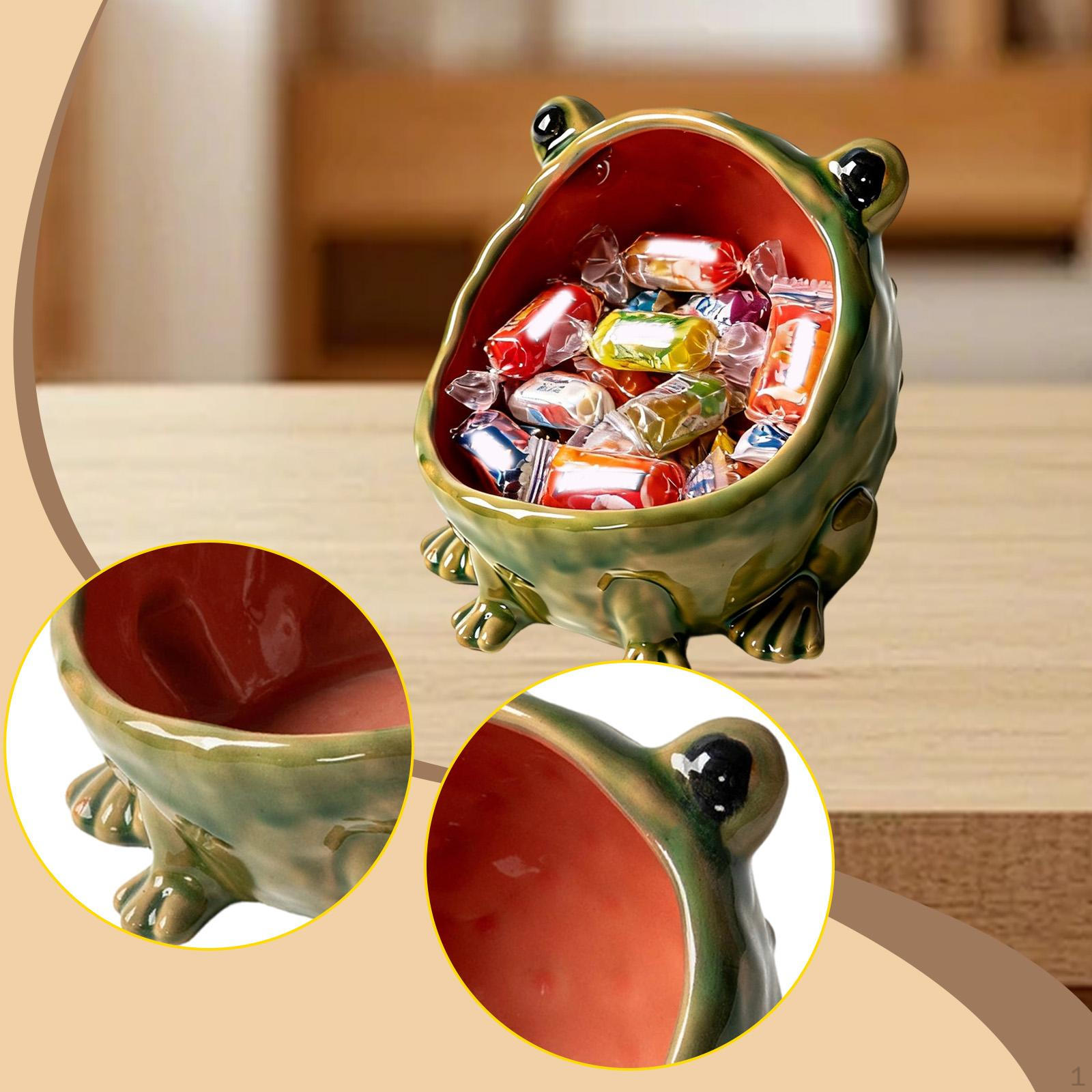 

Керамическая лягушка Банка для конфет Скульптура Декоративная Универсальная Поднос для украшений Поднос для ТВ-тумбы