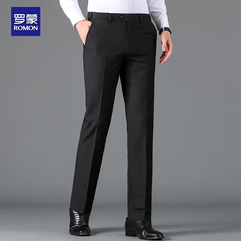 Luomon Men s Wrinkle-Free High-Waist Casual Business Straight-Leg Trousers 29