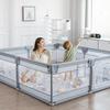 Parc Bébé Avec 60 boules-Avec Tapis-2 Anneaux De Traction-Portable Centre D'activités Pour Enfants-180x200x65cm-Gris