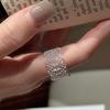 Xiaomi 925 Sterling Silver Rings For Women Geometric Fine Jewelry Finger Adjustable Wide Hollow Lace Ring For Party Birthday Gift