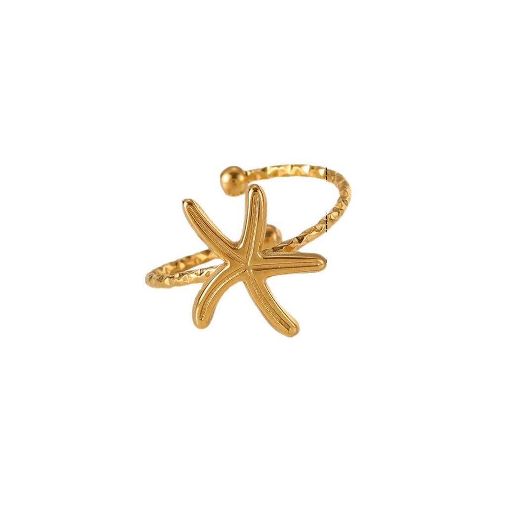 Elegant Star Titanium Steel Adjustable Women's Ring - Light Luxury Open Design
