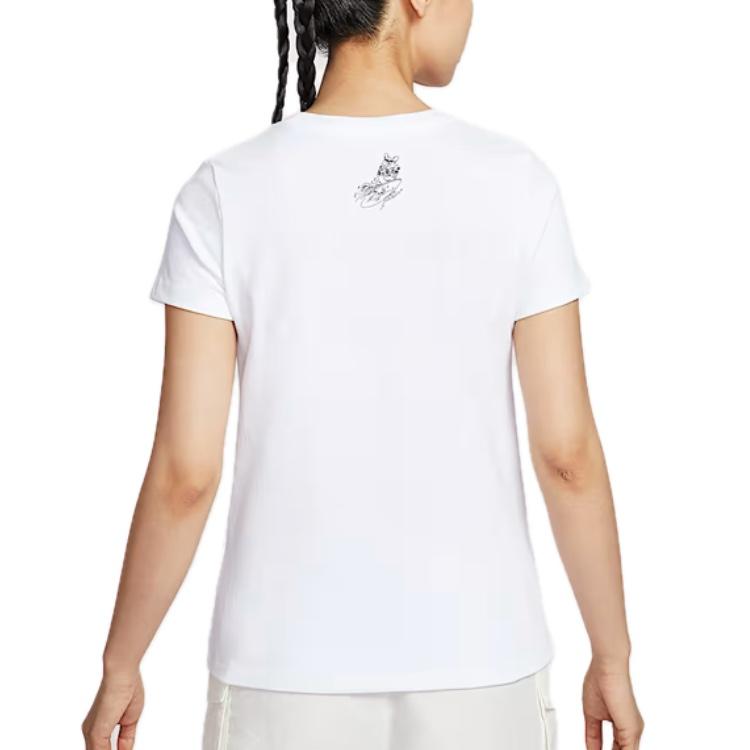 Nike Abbigliamento Sportivo Stampa Lettere Girocollo Felpa Sportiva Manica Corta T-shirt Regular Top Donna Bianco IM5974-100