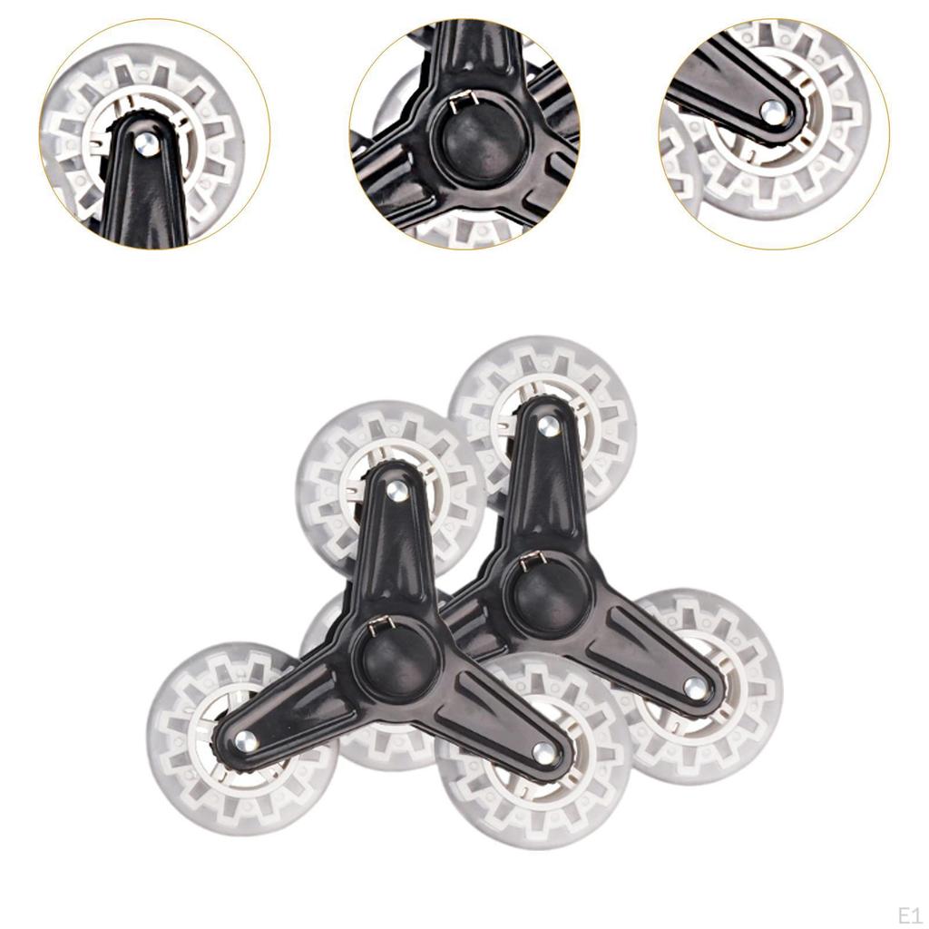 2x Trolley Triangle Wheels Anti Slip Waterproof Practical Easy Installation Stair Climber