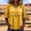 Women’s Vintage Crew Neck Short Sleeve Blouse Relaxed Fit Casual Top Linen Pullover Shirt