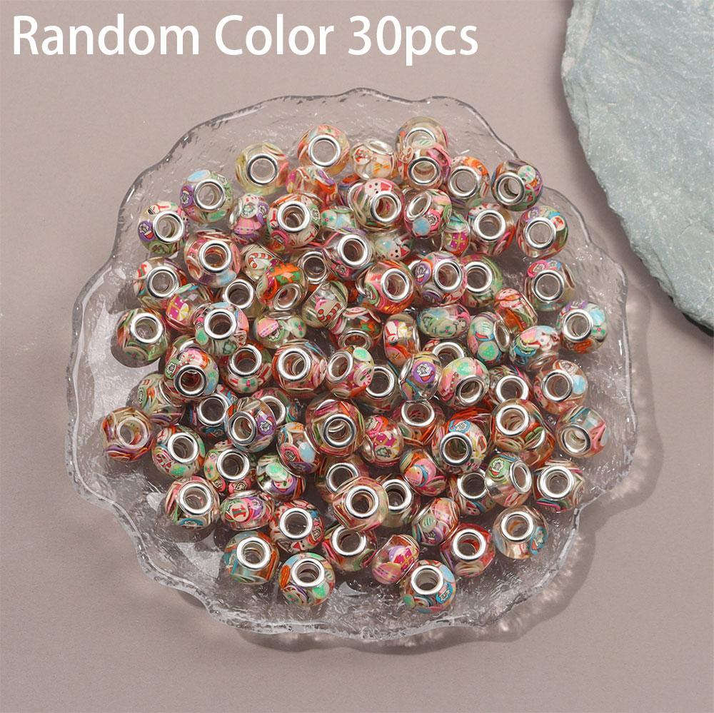 

30/50/100 шт. Полимерные рождественские бусины с большим отверстием, садовые бусины, европейские бусины ручной работы, бусины-разделители, бусины для изготовления украшений своими руками, браслетов, ожерелий, серег 30pcs разноцветный