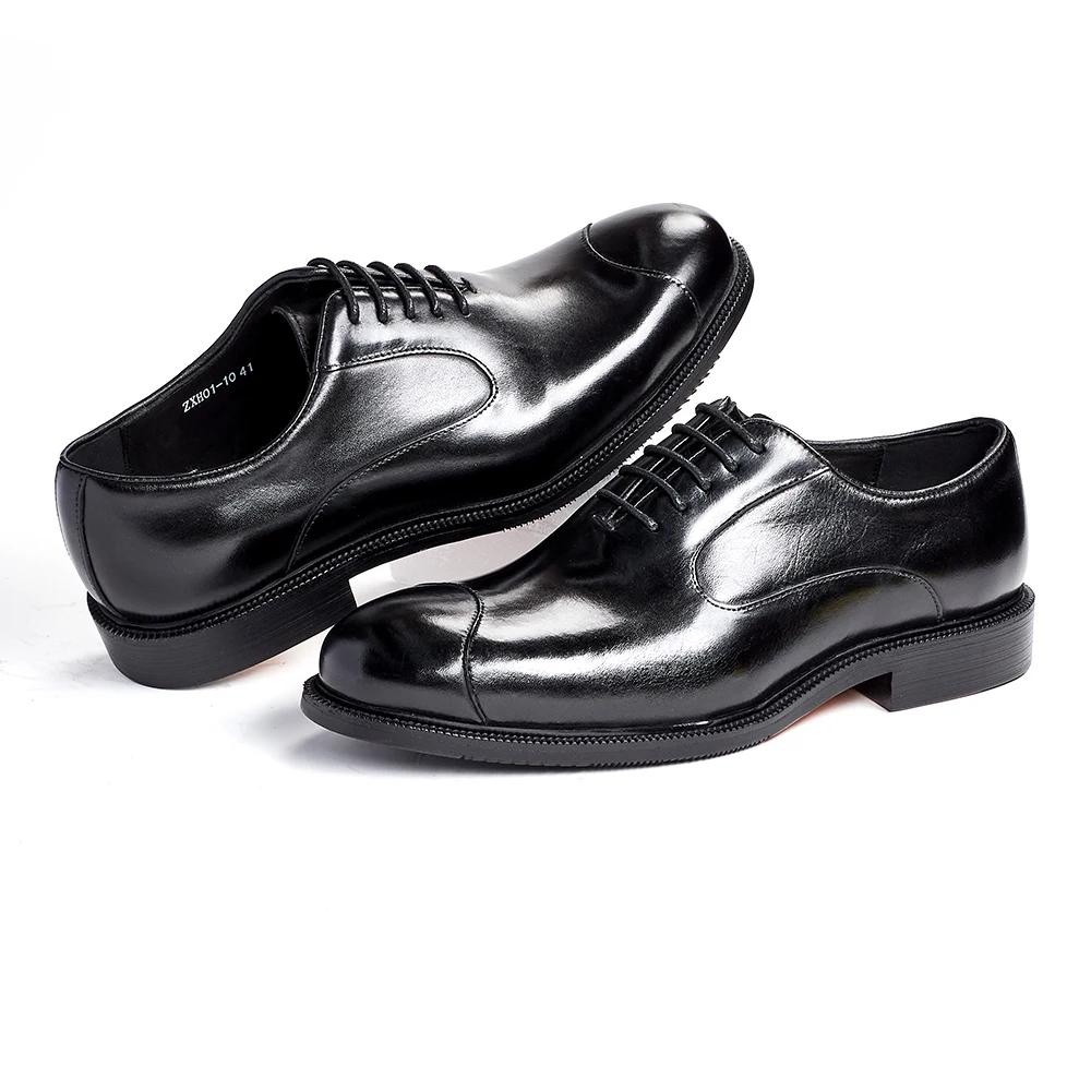 Fashion Men's Genuine Cow Leather Oxford Dress Shoes, Height Increase, Formal Lift Brogues, Wedding Suit Shoes, High Quality Elevator