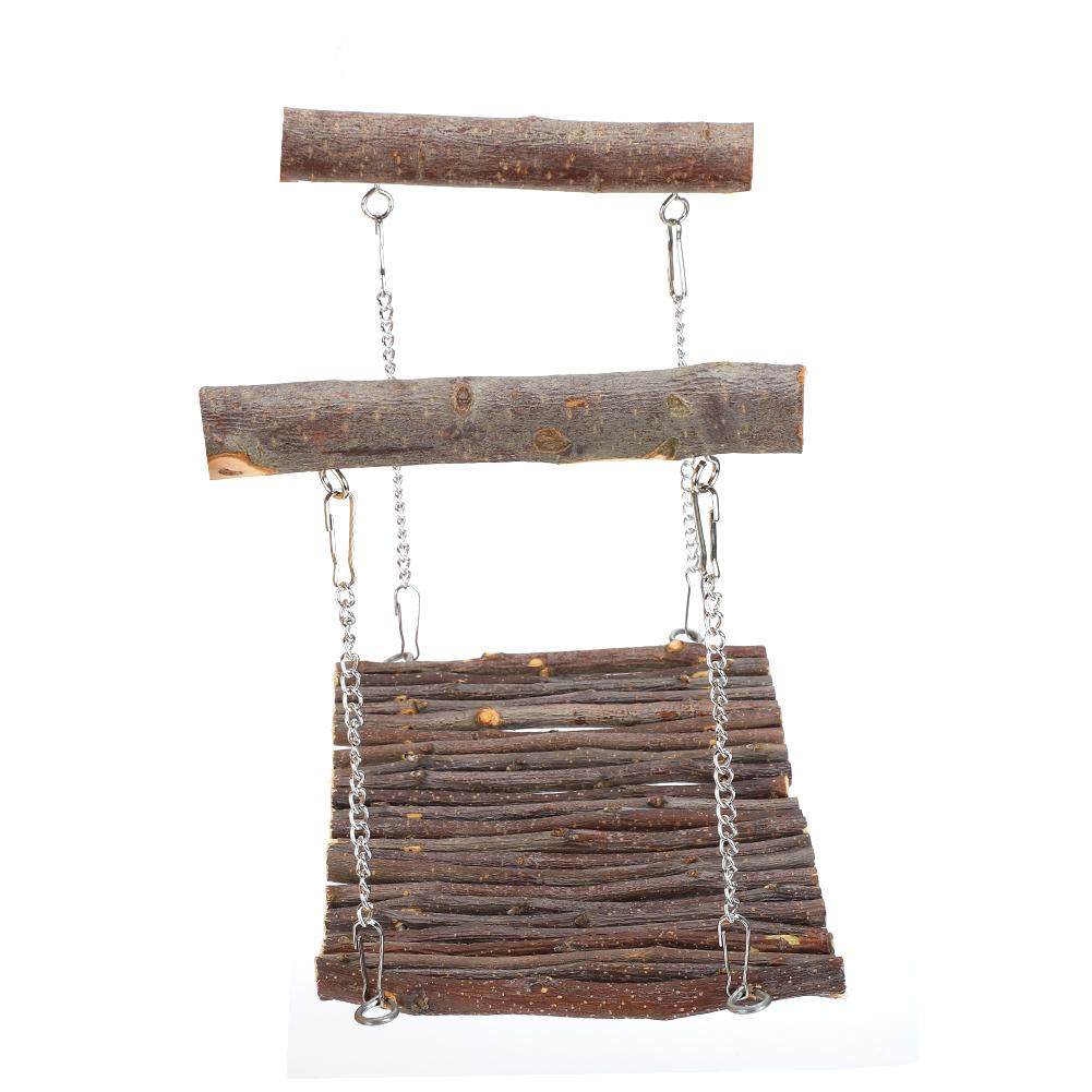 Pet Summer Hammock Applewood Hanging Swing Cage Standing Bar Toys for Rabbit Hamster Chinchilla