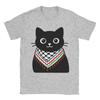 Palestine Cat Wearing the keffiyeh T Shirts for Men Pure Cotton Funny TShirts Round Collar  Tees Short Sleeve Clothing Adult