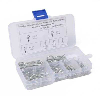 100Pcs Cotter Pins Assortment Kits Spring Clip Retainer Pins Retaining Pins Tractor Cotter Pins for Hitch Pins, Machiner