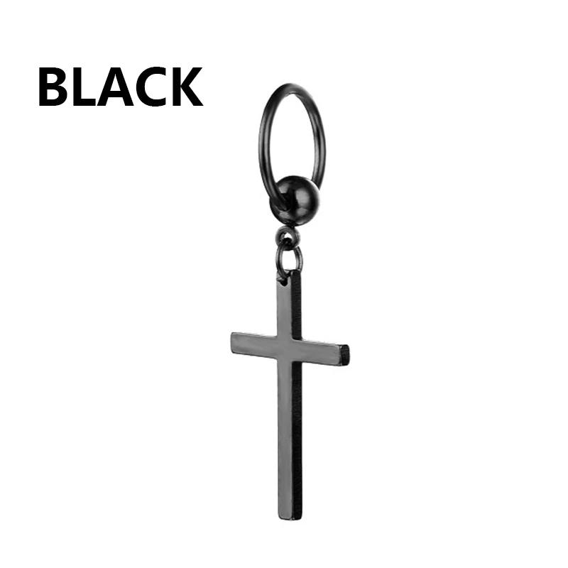 

Fashion Stainless Steel Cross Pendant Hoop Nose Ring for Men Women Fake Septum Ear Nose Hoops Body Zircon Clip Piercing Curved barbell&Nose Rings & Studs&Face чорний