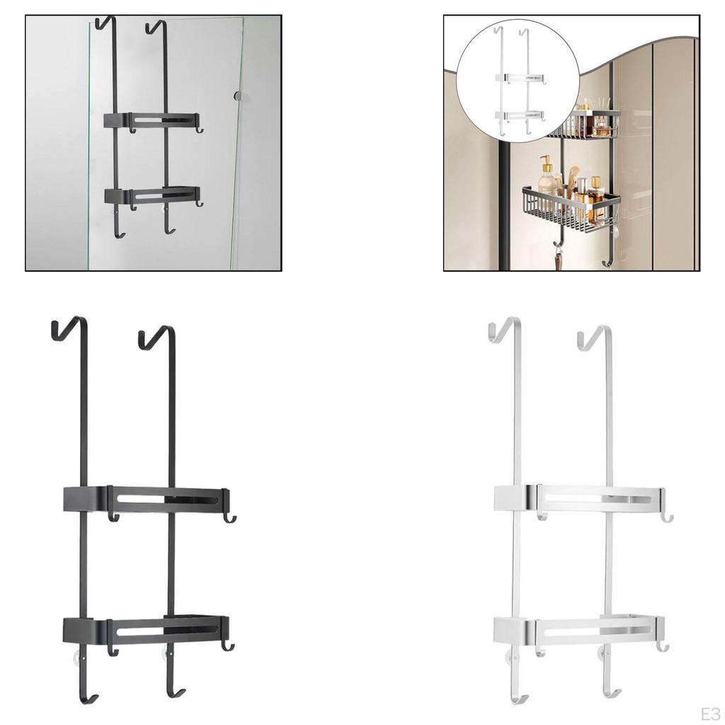 Bathroom Shower Hanging Rack Organizer Durability Easy To Install with Suction Cups Space Saving