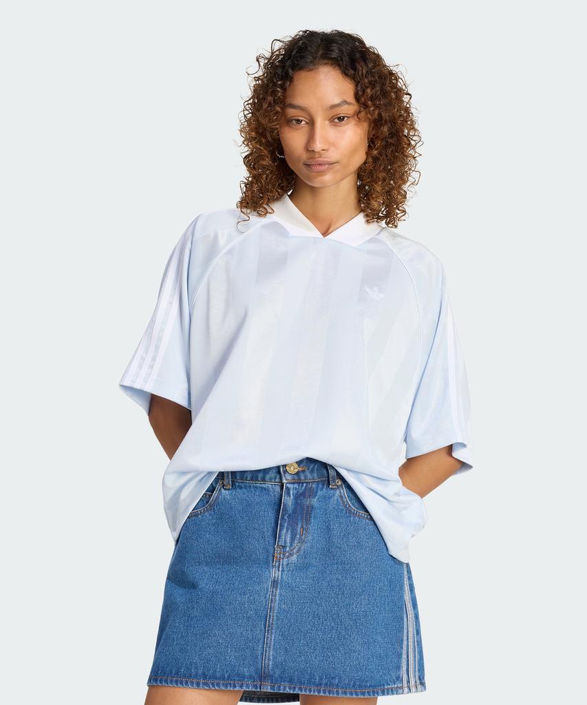 ADIDAS 3-Stripe Jacquard T-Shirt - Crystal Sky:White / Kg3712