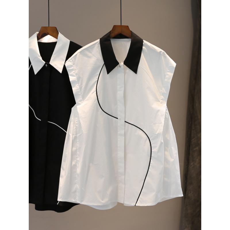 2025 Summer New Arrival Women s Sleeveless Plus Size Polo Collar Shirt - Elegant Urban Style M белый