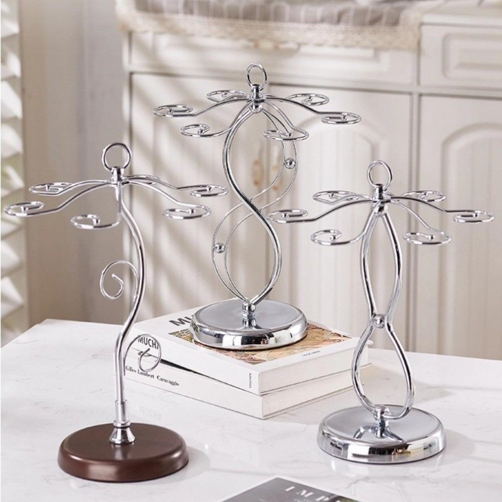 Iron Wine Glass Stand with 6 Hooks Wine Glass Holder  For Kitchen Bar Living Room Office
