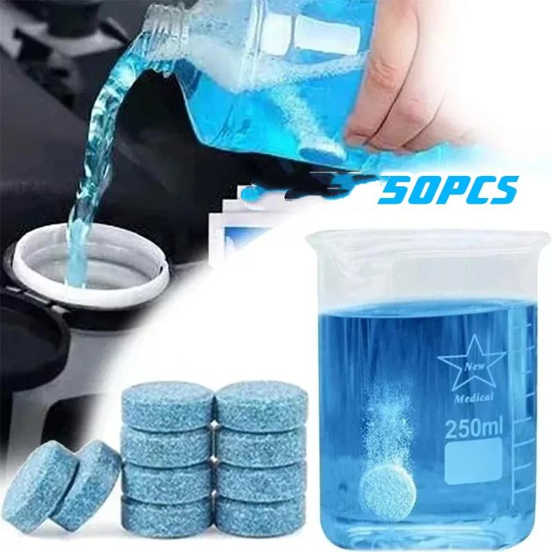 50Pcs Car Windshield Cleaning Effervescent Tablets Concentrated  Safe for Paint Auto Glass Cleaner for Daily Car Maintenance