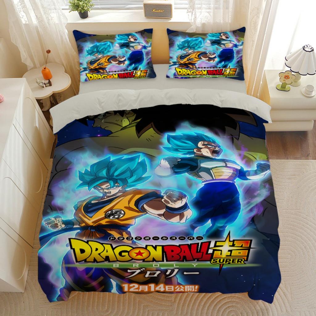 Японское Аниме Dragon Ball Постельное Белье Гоку Супер Сайян Пододеяльник Наволочка 2/3шт 3D Принты для Подростков Покрывало