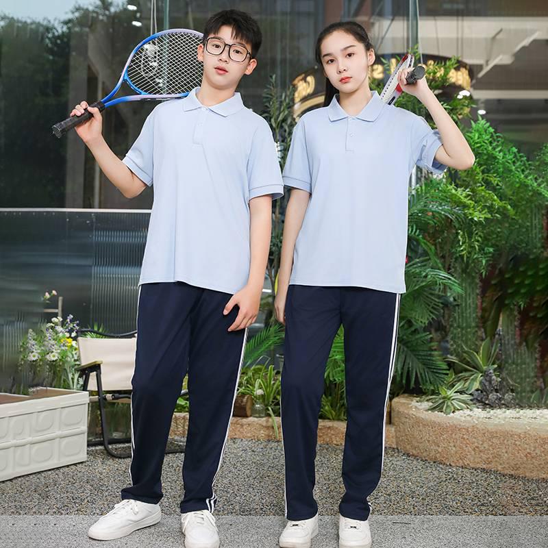 Summer Short Sleeve School Uniform T-shirt Set for Middle and High School Students - Boys and Girls Sportswear