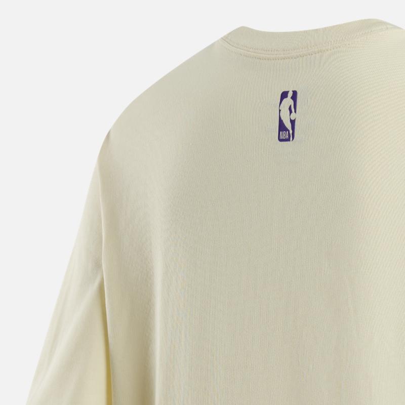Nike X NBA Collaboration Los Angeles Lakers Logo Letter Print Pattern Crew Neck Pullover Short Sleeve T-Shirt Women T-Shirts Coconut-Milk HF0982-113