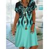 Spring and Summer Women's Elegant Short Sleeved Dress Selection, Outdoor Leisure Travel Commuting Beautiful V-neck Women's Dress