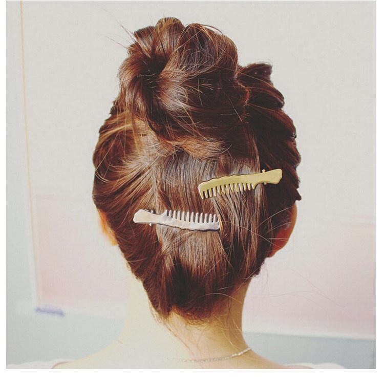 8 STK Gull Sølv Metall Hårspenner Kreativ Saks Kam Hårnål Personlighet Hårdekorasjoner Tilbehør Hårspenner