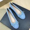 Fashion Flat Shoes for Women's 2025 New Retro Ballet Shoes Butterfly Knot Suede Shallow Round Toe Women's Shoes Large Size 44 43 42