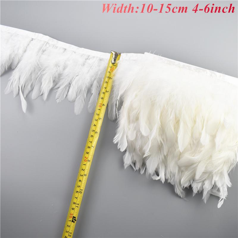 1Meters White Black Pheasant Feathers for Clothes Ribbon on Tape Rooster Goose Turkey Marabou Ostrich Fringe Trim Sewing Decor