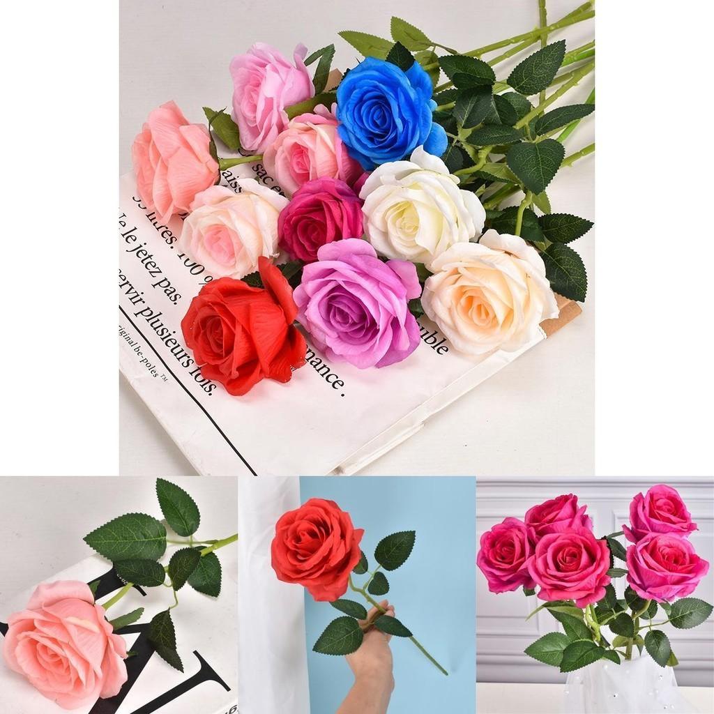 Vibrant 50cm Long Stem Artificial Roses Exquisite Fake Silk Flowers For Home Decor