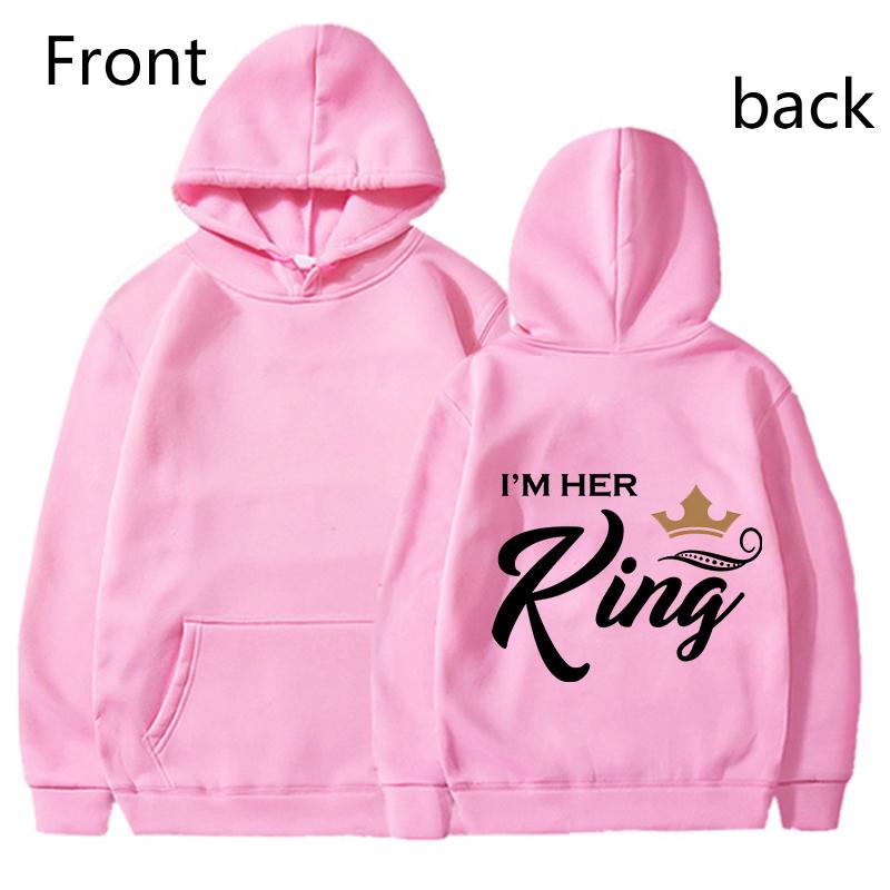 Fashion King & Queen Couple Hoodies Long Sleeve Pullover Couples Matching Outfits Streetwear Lovers Clothes Valentine Day Gifts