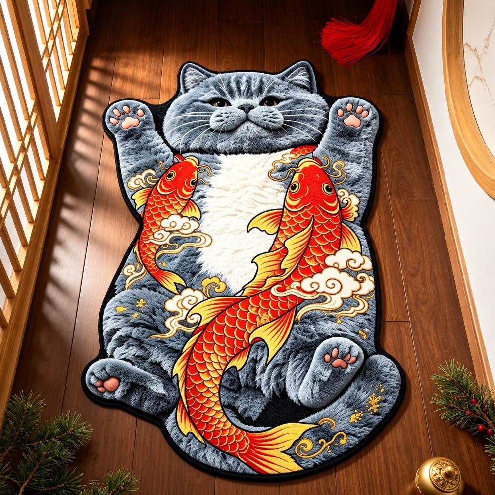 Non-Slip Home Decor Carpet Diatom Mud Cartoon Carpet Cute Cat-Shaped Area Rug  Living Rooms