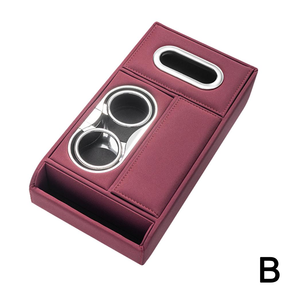 Car Armrest Cushion With 2 Cup Holder Tissue Box Phone Box Pads Console Storage Cover Height Heighten Arm Center Rest Auto H4z5