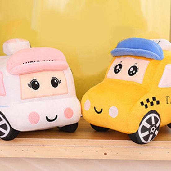 30cm Car Plush Toy Lovely Police-Car Taxi Ambulance Plushies Photo Props Ornament Soft Cartoon Stuffed Pillow Children's Room Home Decor Birthday Gift