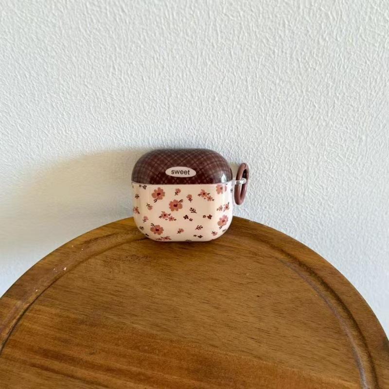 Retro brown small floral AirpodsPro1 earphone case for Apple 1/1/1/1st generation wireless bluetooth case