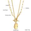 Love pendant collarbone chain personalized trend OT buckle necklace stainless steel plated 18K gold jewelry women