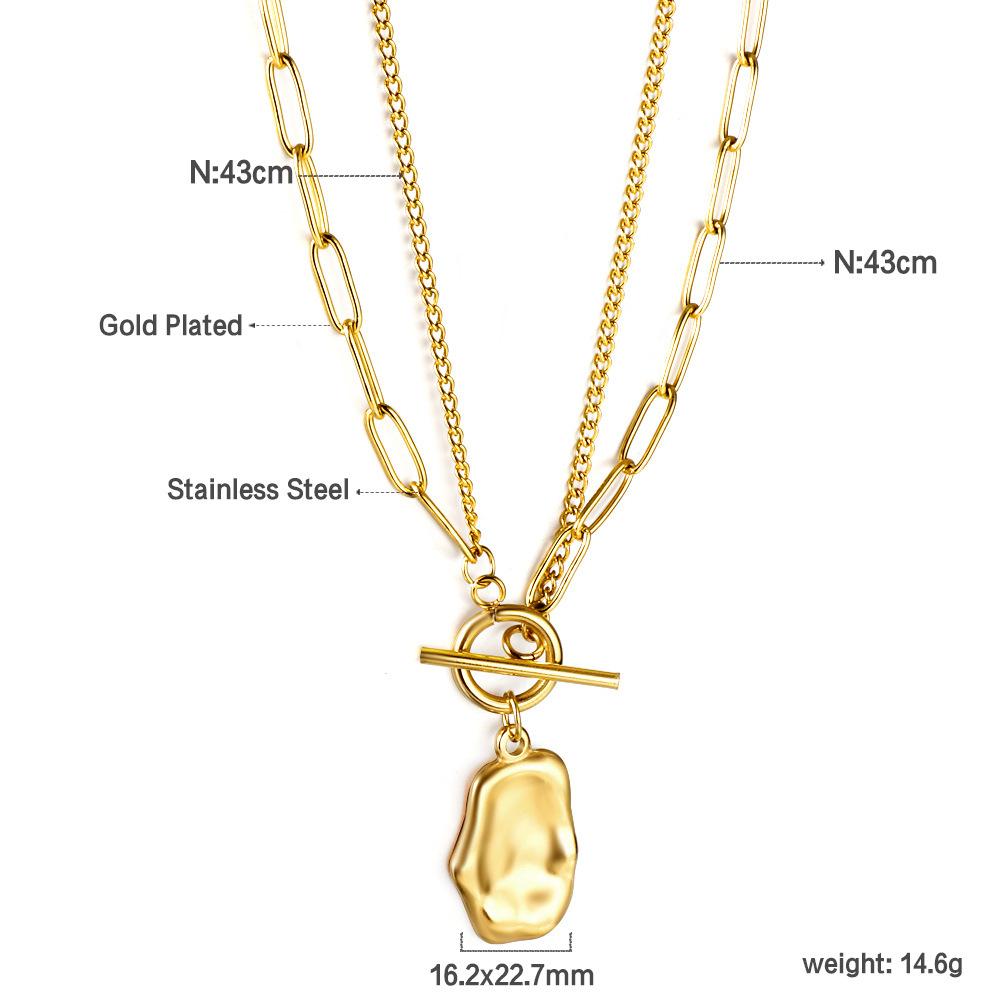 Love pendant collarbone chain personalized trend OT buckle necklace stainless steel plated 18K gold jewelry women