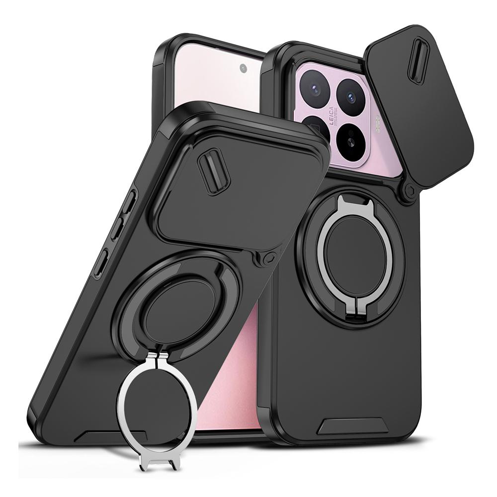 KEYSION 360° Rotating Ring Stand Phone Case for Xiaomi 17T 17T Pro 5G Slide Camera Protection Magnetic Shockproof Back Cover