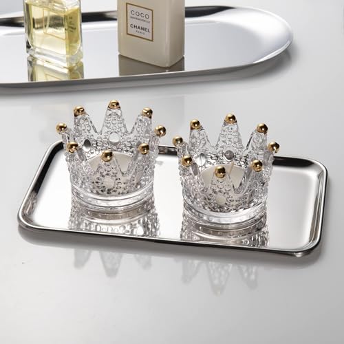 IMEEA Stainless Steel Accessory Tray, Coin Tray, Small Item Tray, Key Tray, Cash Tray, Square, Silver, Set of 2