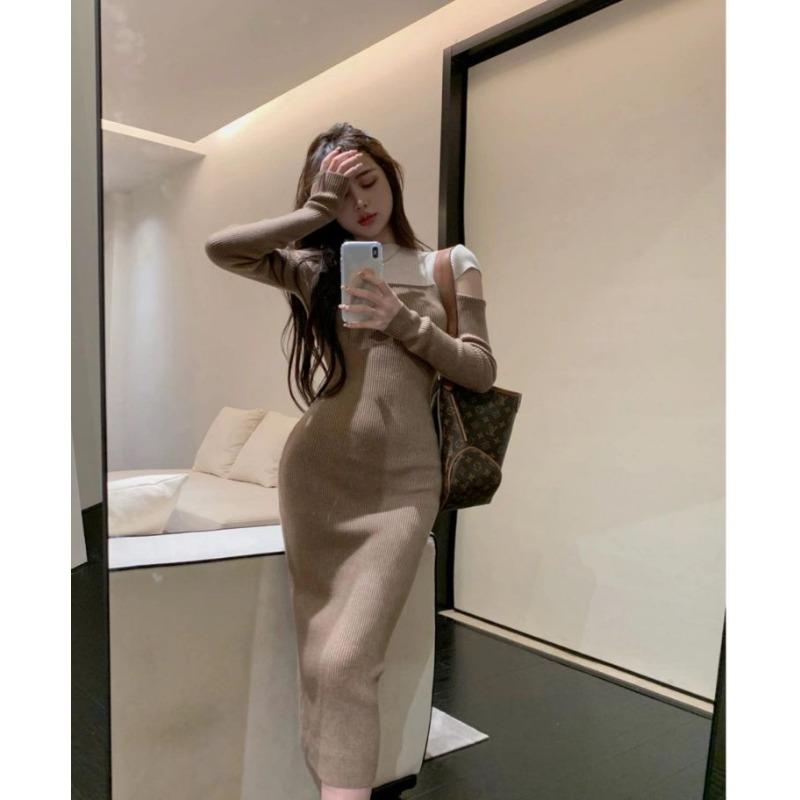 High-end atmosphere temperament dress women's clothing summer and autumn new design sense, be careful with off-the-shoulder coat and long skirt