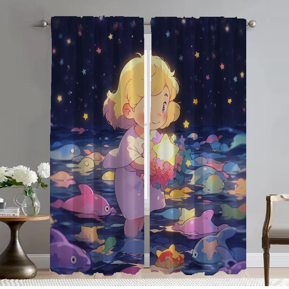 

Star Girl Элегантные шторы для комнаты, 2 шт., затемняющие шторы, тюль для спальни, украшения на Хэллоуин, оттенки для гостиной, кухни W50xH70cmx2pcs-CL