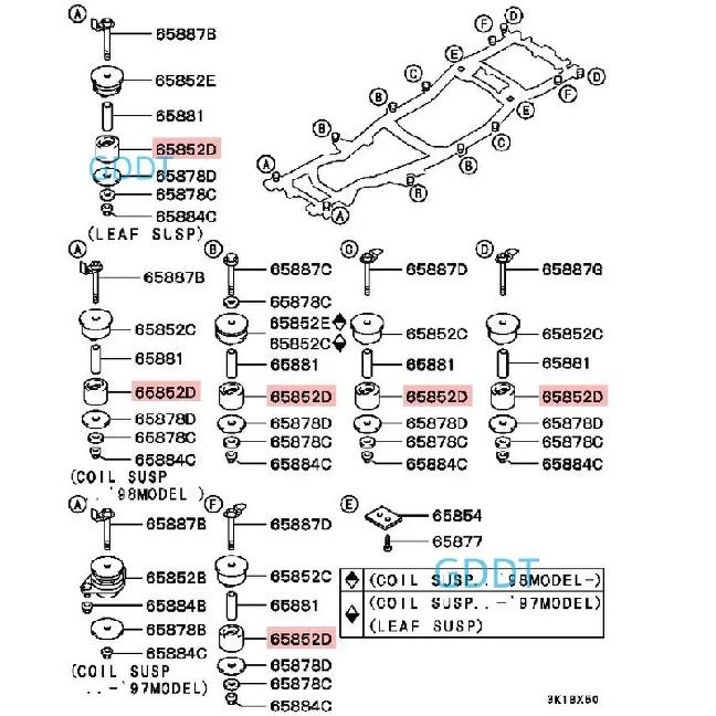 MB275632 Mount Isolator Number for Pajero V30 V40 for Montero V20 V10 for Pajero Sport K90 Wear Resistant 12 Pieces