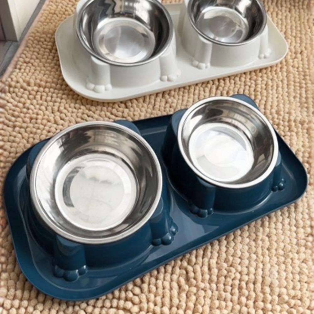 Detachable Stainless Steel Pet Bowl Anti-Overturning Pet Water Dispenser Double Pet Bowl Travel