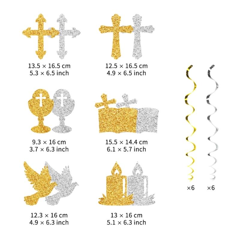 Spirals Hangings Suitable For Communion Handmade Crosses Doves Streamers Elegant Handmade Ceiling Decorations