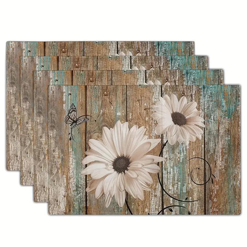 Bohemian Geometric Retro Placemat - Vintage Polyester Heat-Resistant Dining Mat