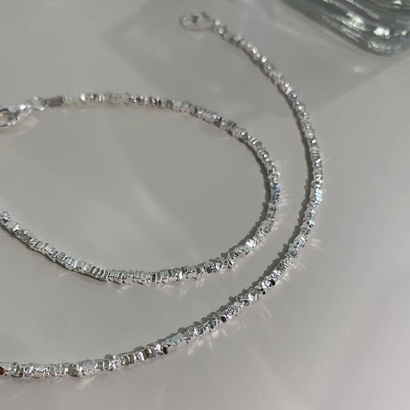 High-End Geometric S925 Sterling Silver Bracelet for Women - Light Luxury Niche Design, Pure Silver Hand Jewelry Gift