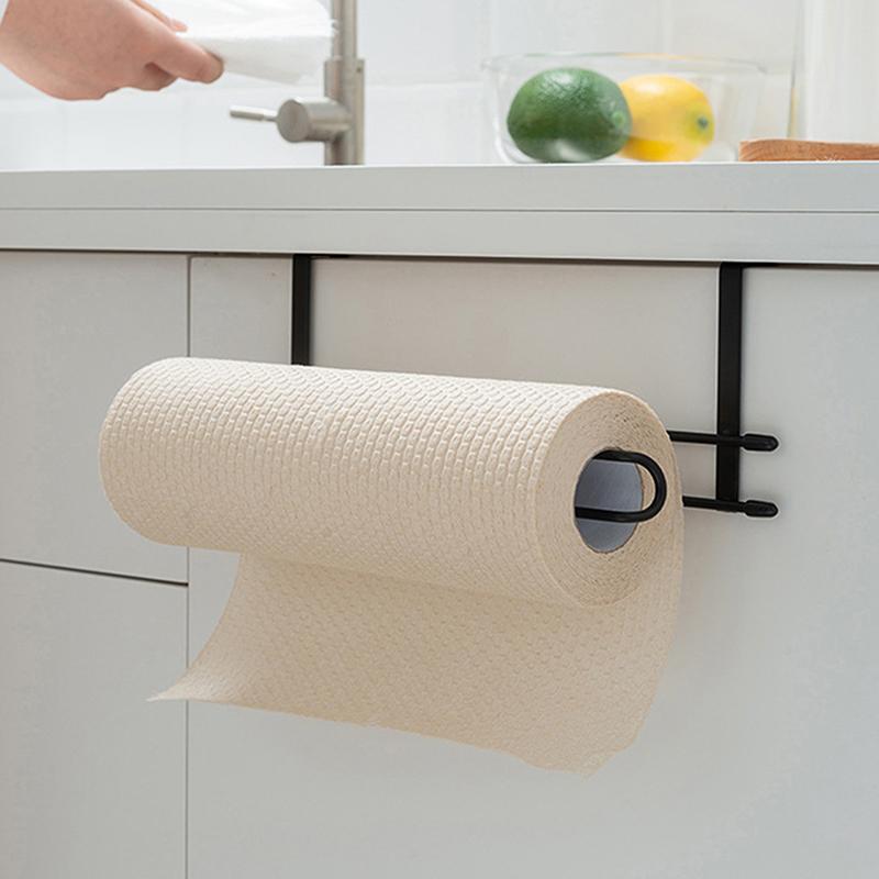 Porta rotolo carta da cucina senza foratura, mensola portaoggetti da parete per cucina, bagno, salvaspazio, organizer per pellicola trasparente, porta fazzoletti
