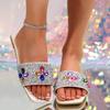 Fashion Women Slippers Home Casual Shoes Fashionable Versatile Sandals Summer New Rhinestone Flat Slippers Slides Women